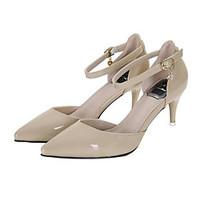 womens heels spring comfort pu patent leather casual almond gray black