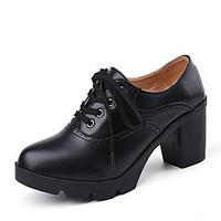 Women\'s Shoes Leatherette Fall / Winter Comfort Oxfords Casual Low Heel Black / Brown Walking