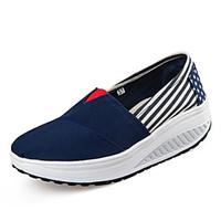 Women\'s Loafers Slip-Ons Spring Summer Fall Winter Canvas Casual Wedge Heel Navy Blue Red Green Walking