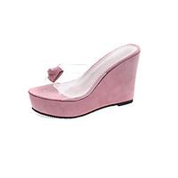 Women\'s Sandals Comfort PU Summer Fall Office Career Dress Casual Walking Crystal Wedge Heel Black Red Blushing Pink 3in-3 3/4in
