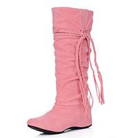 Women\'s Boots Spring / Fall / Winter Fashion Boots Fleece Wedding / Dress / Casual Wedge Heel Tassel Black / Brown
