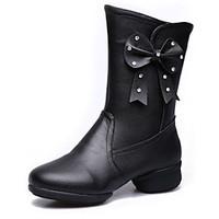 womens dance shoes boots real leather breathable cotton padded low hee ...