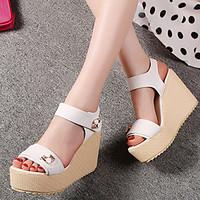 Women\'s Shoes Heel Wedges / Heels / Peep Toe / Platform Sandals / Heels Outdoor / Dress / Casual Pink / Purple / White