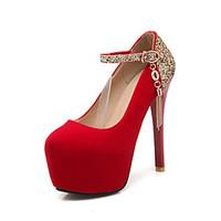 Women\'s Shoes Velvet/Glitter/Stiletto Heel/Platform/Round Toe Heels Wedding Shoes/Party Evening/Dress Black