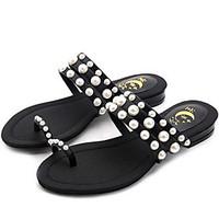 Women\'s Sandals Comfort Microfibre Spring Casual Screen Color Black White Flat