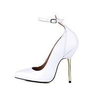 Women\'s Heels Spring Fall Ankle Strap Patent Leather Wedding Party Evening Dress Stiletto Heel White