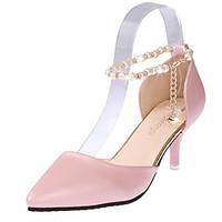 Women\'s Heels Spring Summer Comfort Patent Leather Office Career Casual Stiletto Heel Pearl Blushing Pink Black White Walking