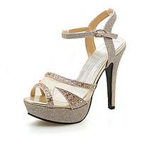 Women\'s Heels Spring Summer Fall Club Shoes Ankle Strap Glitter Customized Materials Tulle Wedding Party Evening Dress Stiletto Heel Rhinestone
