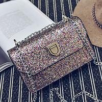 Women Shoulder Bag PU Nylon All Seasons Wedding Birthday Casual Date Rectangle Magnetic Blushing Pink Silver Black Gold