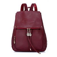 women backpack cowhide all seasons casual zipper black wine light brow ...