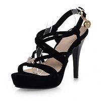 Women\'s Sandals Comfort Leatherette Summer Office Career Party Evening Dress Buckle Stiletto Heel Black 3in-3 3/4in