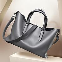 Women PU Shopper Shoulder Bag / Tote / Satchel - Gray / Black