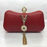 Women Evening Bag PU All Seasons Formal Event/Party Hobo Push Lock Red Black White Blue