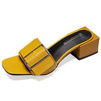 Women\'s Sandals Comfort PU Summer Outdoor Comfort Low Heel White Black Yellow 3in-3 3/4in