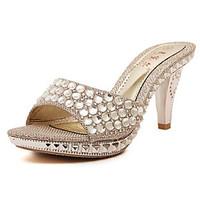 womens sandals summer club shoes pu dress kitten heel rhinestone