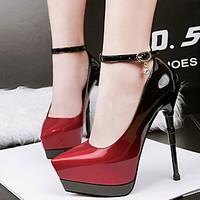 Women\'s Heels Spring Club Shoes Patent Leather Dress Stiletto Heel Buckle