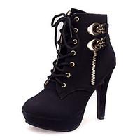 Women\'s Boots Fall / Winter Fashion Boots Suede Casual Stiletto Heel Zipper Black Others