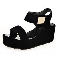 Women\'s Heels Summer Comfort PU Casual Wedge Heel Gore Black White