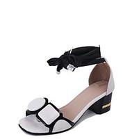 Women\'s Sandals Summer Comfort PU Casual Wedge Heel Black White Walking