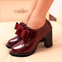 Women\'s Shoes Chunky Heel Heels/Round Toe Pumps/Heels Casual Black/Burgundy