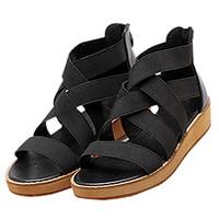 Women\'s Sandals Summer Platform / Sandals / Creepers PU / Fabric Outdoor / Casual Platform Split Joint / Zipper Black /