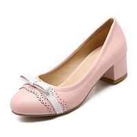 Women\'s Shoes Chunky Heel Heels / Round Toe / Closed Toe Heels Party Evening / Dress / Casual Blue / Pink / Beige