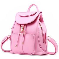 Women Backpack PU Casual Outdoor Beige Fuchsia Blue Blushing Pink Wine