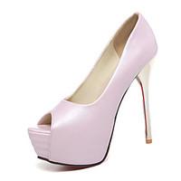 Women\'s Heels Spring Summer Club Shoes Leatherette Wedding Party Evening Dress Chunky Heel Stiletto Heel Blushing Pink Blue Purple White