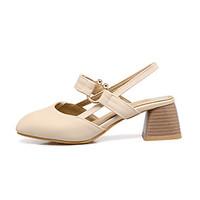 womens sandals comfort leatherette summer casual chunky heel blushing  ...