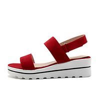 womens sandals comfort leatherette summer casual buckle creepers red b ...