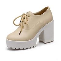 Women\'s Shoes Chunky Heel Heels / Platform / Round Toe Heels Office Career / Dress / Casual Black / White / Beige