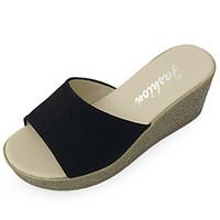 Women\'s Sandals Comfort PU Summer Outdoor Walking Comfort Wedge Heel White Black Green 1in-1 3/4in