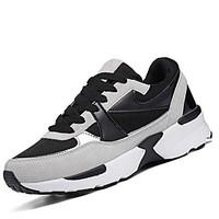 Women\'s Athletic Shoes Comfort PU Spring Fall Outdoor Casual Lace-up Flat Heel Black/White Gray Flat