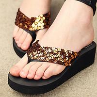 womens shoes pvc flat heel flip flops slippers outdoor black brown yel ...