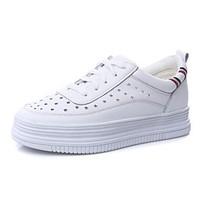 Women\'s Sneakers Comfort Nappa Leather Spring Outdoor Casual Creepers White 1in-1 3/4in