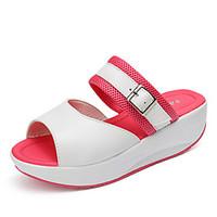 Women\'s Sandals Comfort Light Soles Leatherette Spring Summer Fall Outdoor Office Career Casual Walking Buckle Wedge HeelBlue Fuchsia