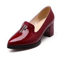 womens heels spring fall comfort patent leather office career casual c ...