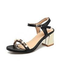 Women\'s Heels Summer Fall Comfort Novelty PU Synthetic Patent Leather Wedding Office Career Casual Walking Chunky Heel Lace-upRed Beige