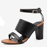 Women\'s Sandals Summer Club Shoes PU Dress Chunky Heel Buckle