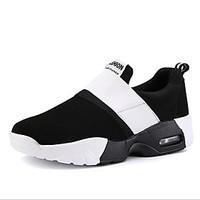Women\'s Athletic Shoes Comfort Light Soles Canvas Spring Summer Fall Outdoor Athletic Casual Running Magic Tape Wedge Heel Black White