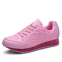 Women\'s Athletic Shoes Comfort Light Soles PU Tulle Spring Summer Fall Outdoor Athletic Casual Running Lace-up Wedge HeelBlushing Pink