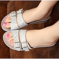 womens sandals summer slingback pu casual silver black