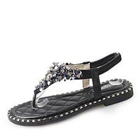 Women\'s Sandals Mary Jane Leatherette Summer Outdoor Dress Casual Walking Sequin Low Heel Black White Under 1in