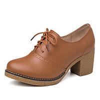 Women\'s Sneakers Comfort Leather Spring Fall Outdoor Office Career Casual Chunky Heel Wedge Heel Brown Black 2in-2 3/4in