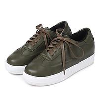 womens sneakers comfort pu spring casual army green black white flat