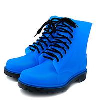 womens boots fall winter jelly shoes pvc outdoor low heel lace up