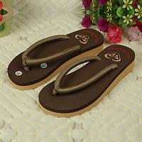 Women\'s Shoes PVC Flat Heel Flip Flops Slippers Outdoor Black / Brown / Yellow / Green / Pink / Beige