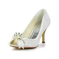 Women\'s Spring Summer Fall Satin Stretch Satin Wedding Stiletto Heel Bowknot Imitation Pearl White Black Ivory