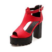 Women\'s Shoes Chunky Heels/Platform/Open Toe Sandals Party Evening/Dress Black/Red/White/Gray