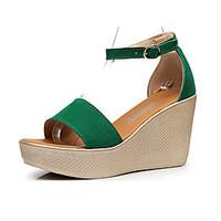 Women\'s Sandals Club Shoes Suede Summer Casual Wedge Heel Green Black 2in-2 3/4in